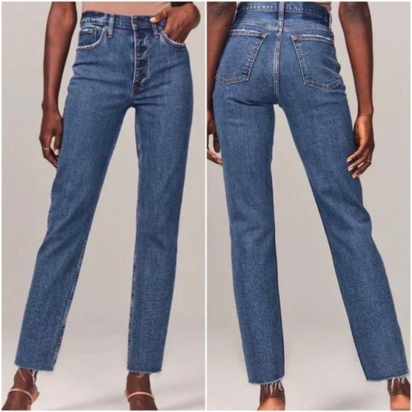 Abercrombie & Fitch Denim - Abercrombie & Fitch The Mom High Rise Jeans Blue